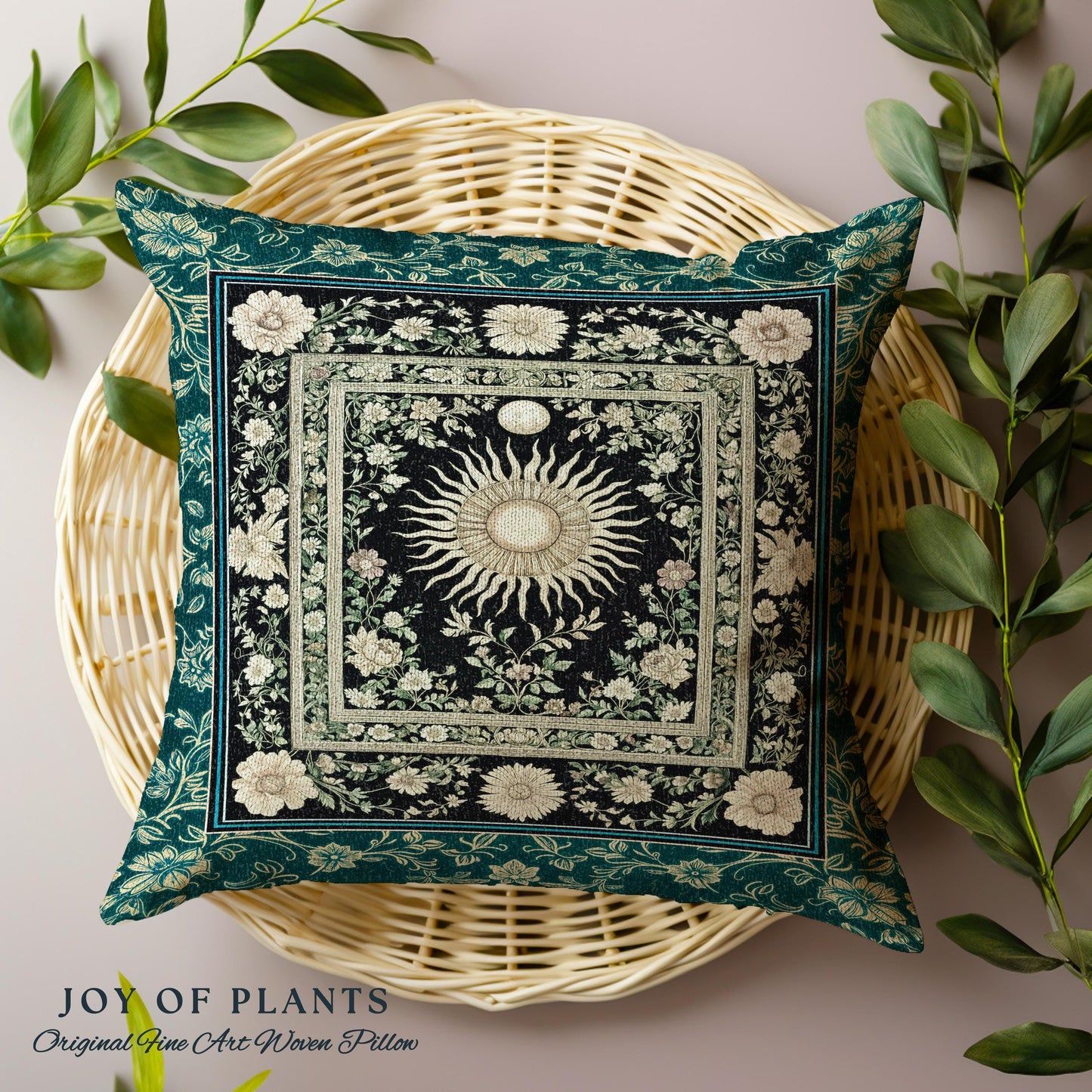 Witchy Celestial Sun Decorative Cushion Tapestry Throw Pillow