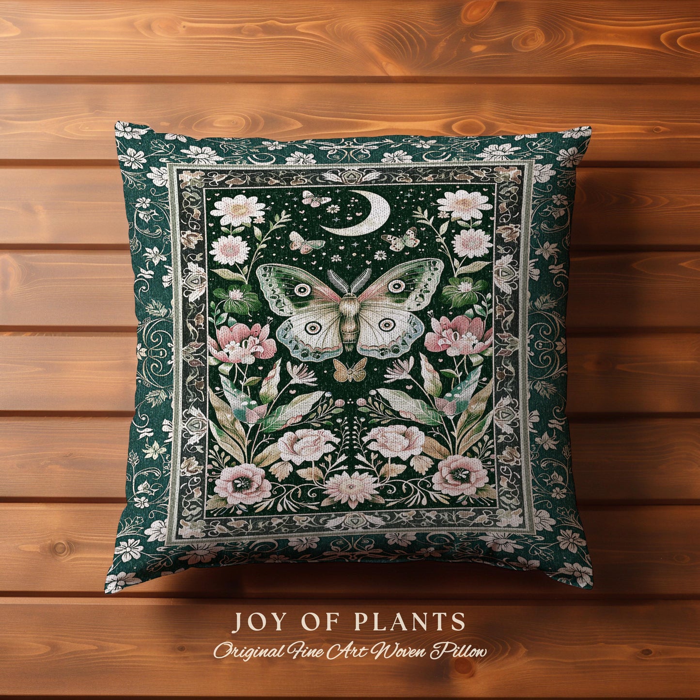 Ethereal Witchy Moth Moon Tapestry Pillow Decorative Throw Cushion