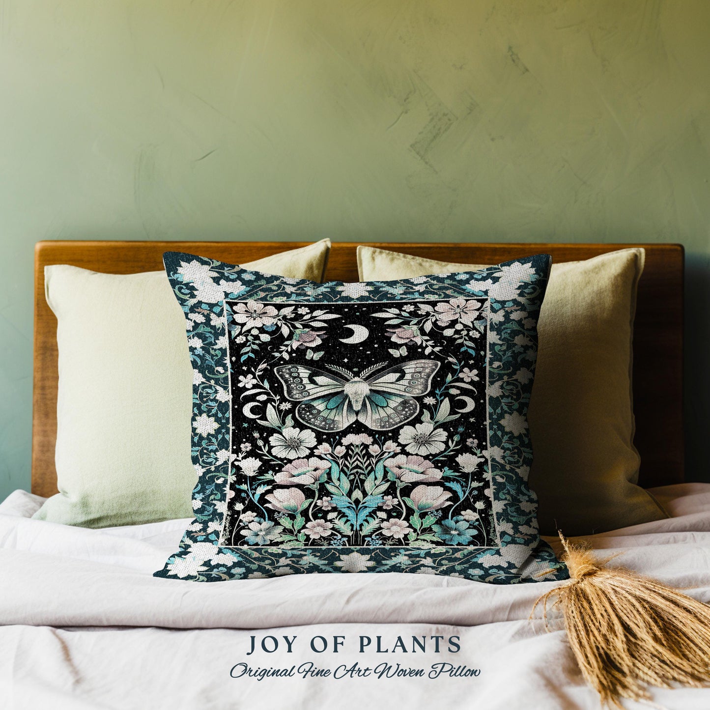 Celestial Butterfly Floral Decorative Moth Cushion Tapestry Throw Pillow