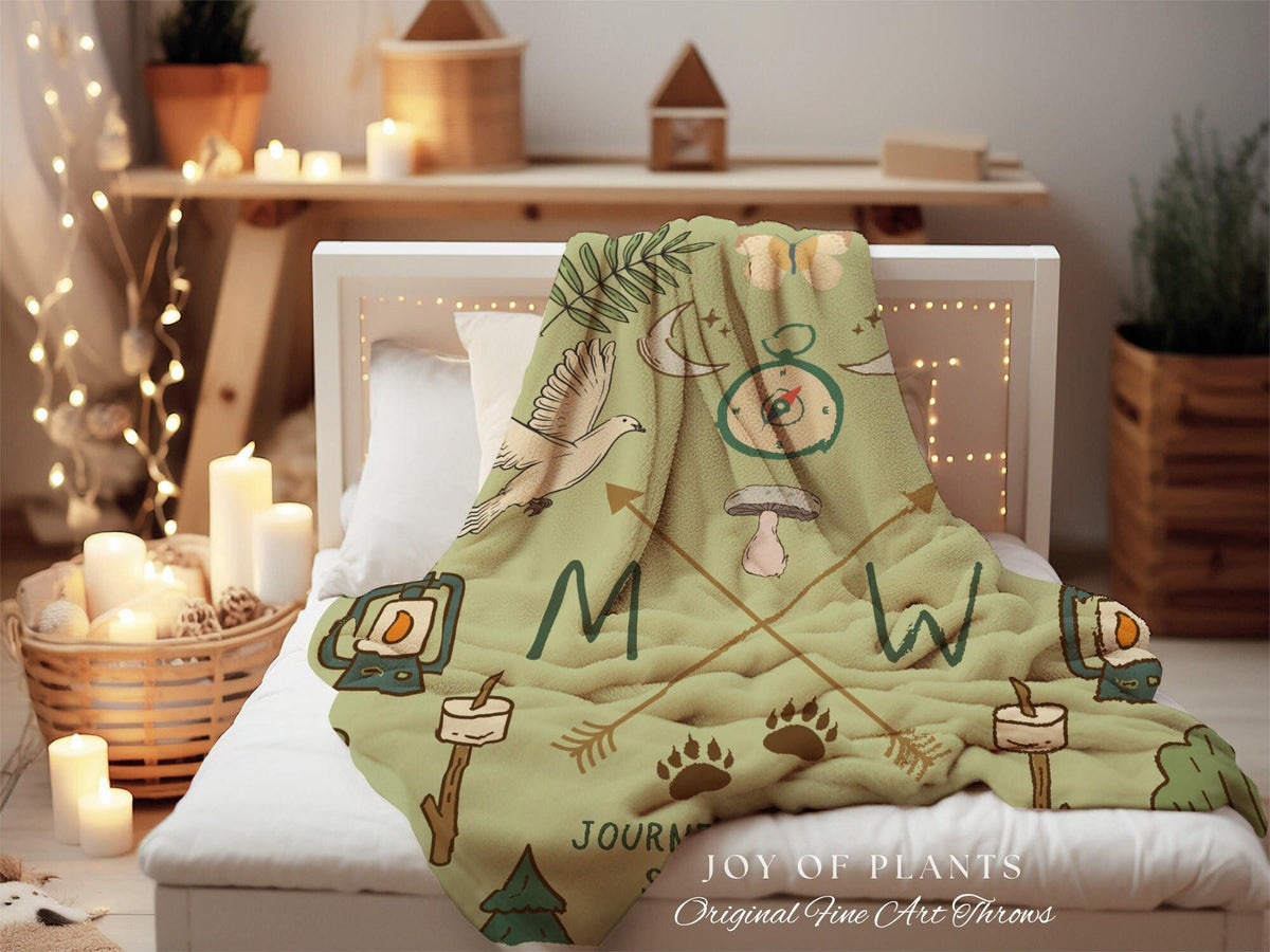 Sage Green Couples Blanket Custom Anniversary Gift Cottagecore Wedding Initials Blanket Personalized Couples Gift Blanket Custom Tapestry |