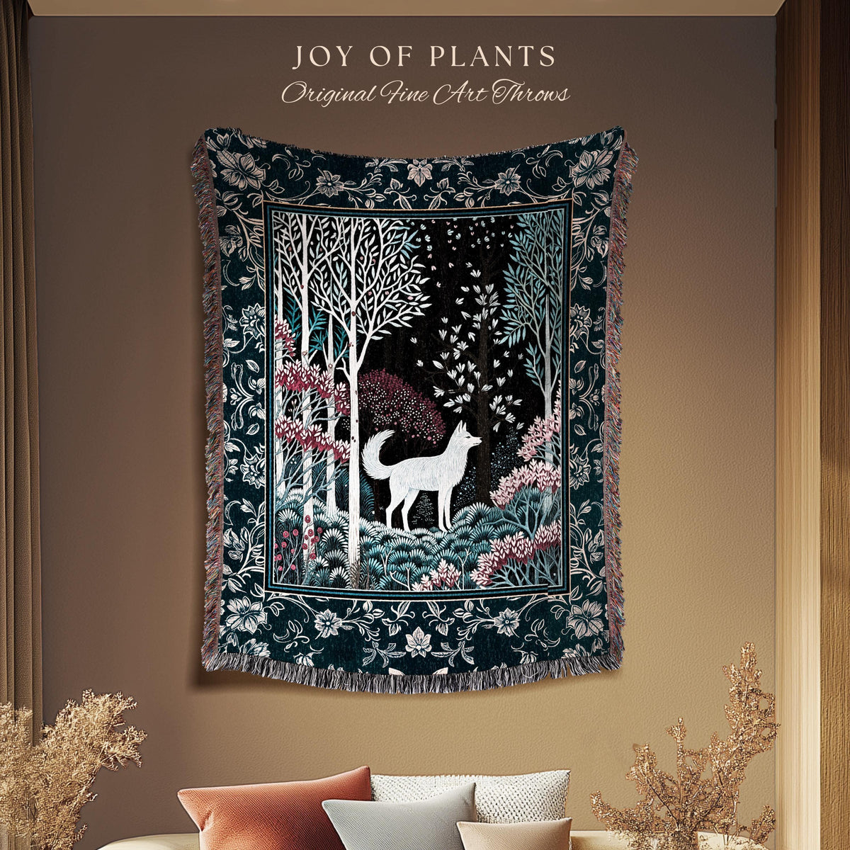 Storybook Folklore Boho Woven Wall Tapestry | Pastel Aesthetic Playful Nursery Wall Art Whimsical Botanical Nursery Scandinavian Folklore |