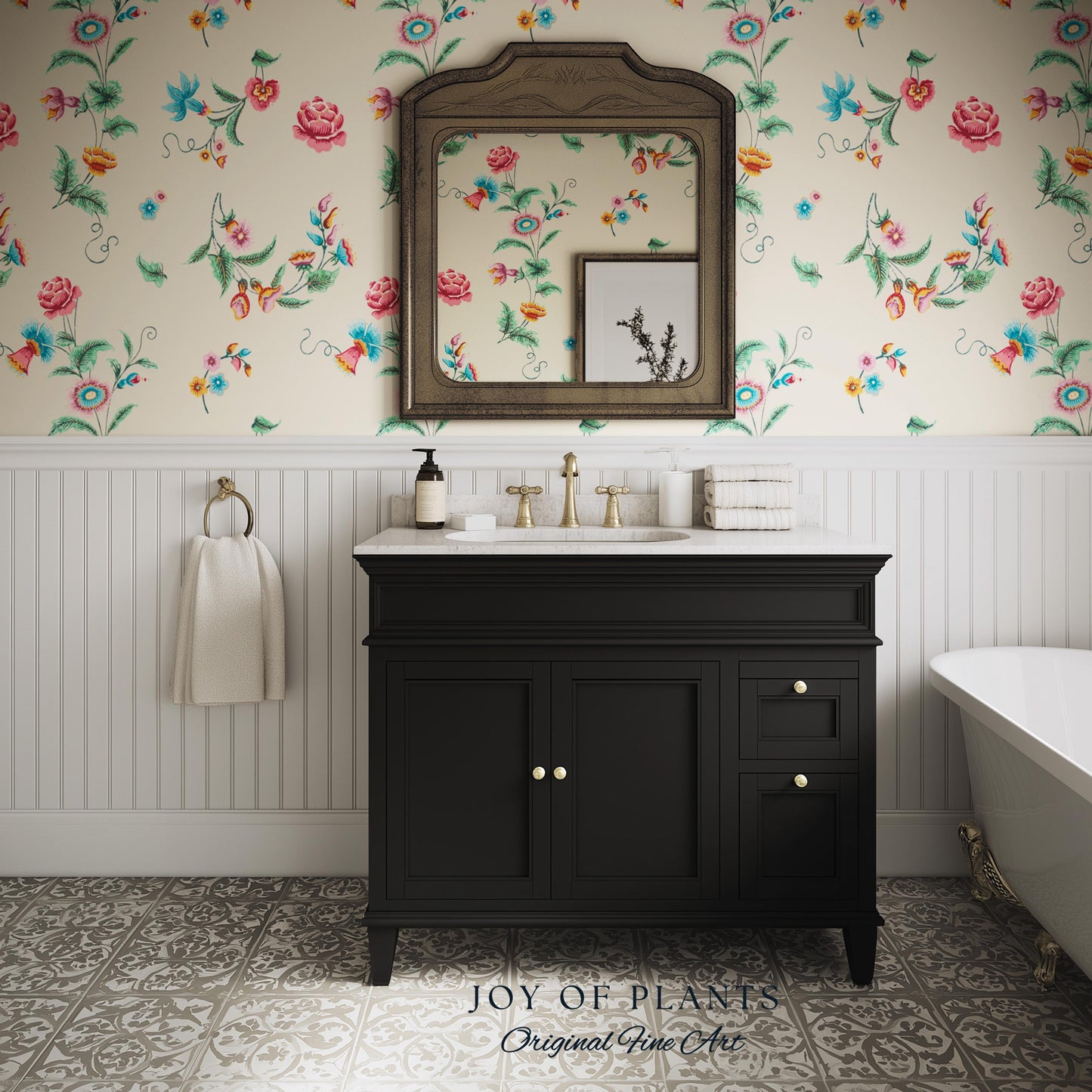 Playful French Eclectic Wallpaper | Maximalist Chinoiserie Peel and Stick Home Decor Grandmillenial Whimsical Dopamine Decor Renter Friendly