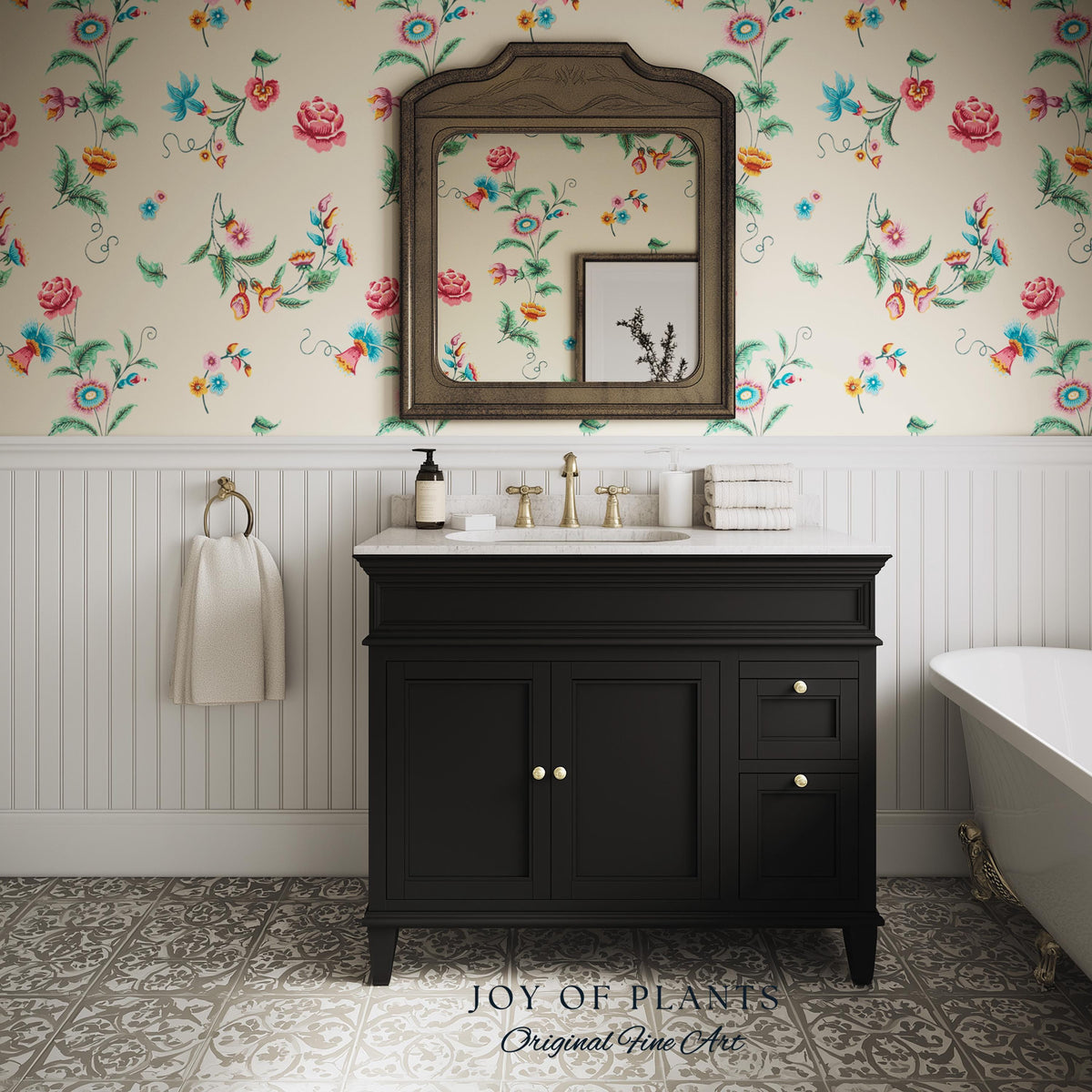 Playful French Eclectic Wallpaper | Maximalist Chinoiserie Peel and Stick Home Decor Grandmillenial Whimsical Dopamine Decor Renter Friendly