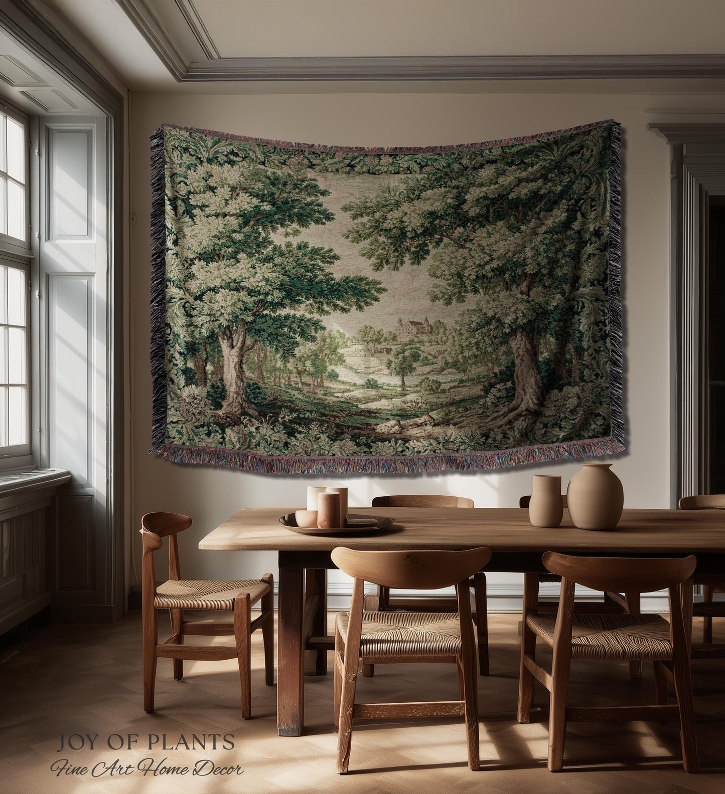 Elegant Garden Valley Pastoral Tapestry | Traditional Heritage Textile Old Master Style Verdure Refined Woven Wall Art Scenic Museum Estate