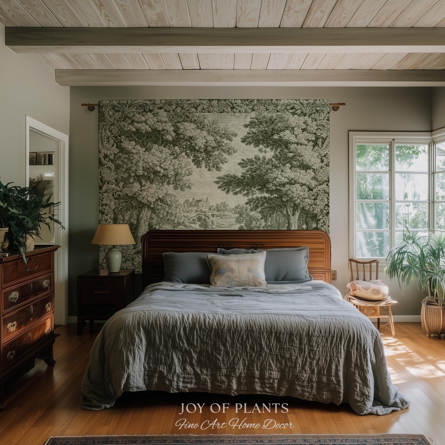 Countryside Monochrome Pastoral Tapestry | Baroque Naturalism Vintage French Verdure Woven Throw Blanket Romantic Wall Art Historic Artwork