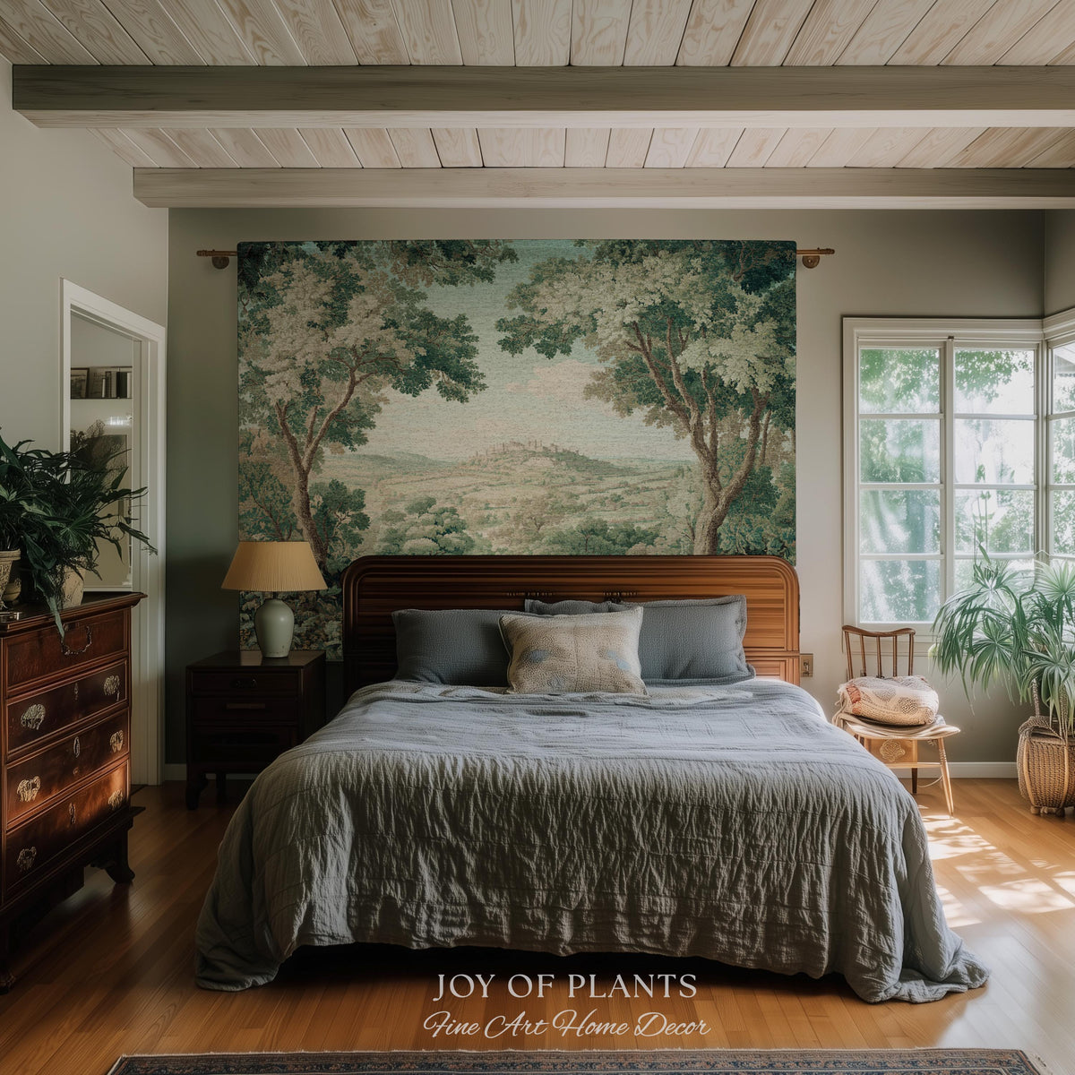 Hillside Landscape French Verdure Wall Art | Traditional Pastoral Textile Woodland Meadow Garden Estate Woven Jacquard Tapestry Old World