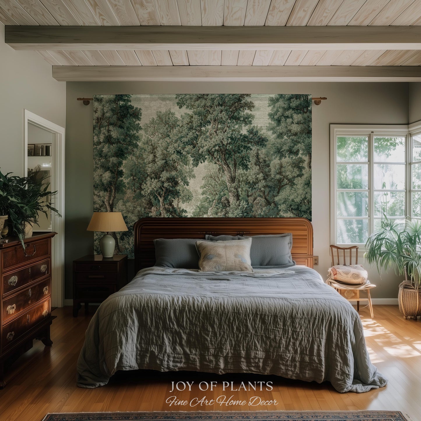 Traditional French Verdure Tapestry | European Botanical Woodland Victorian Vacquard Woven Blanket Old World Realism Woodland Museumcore