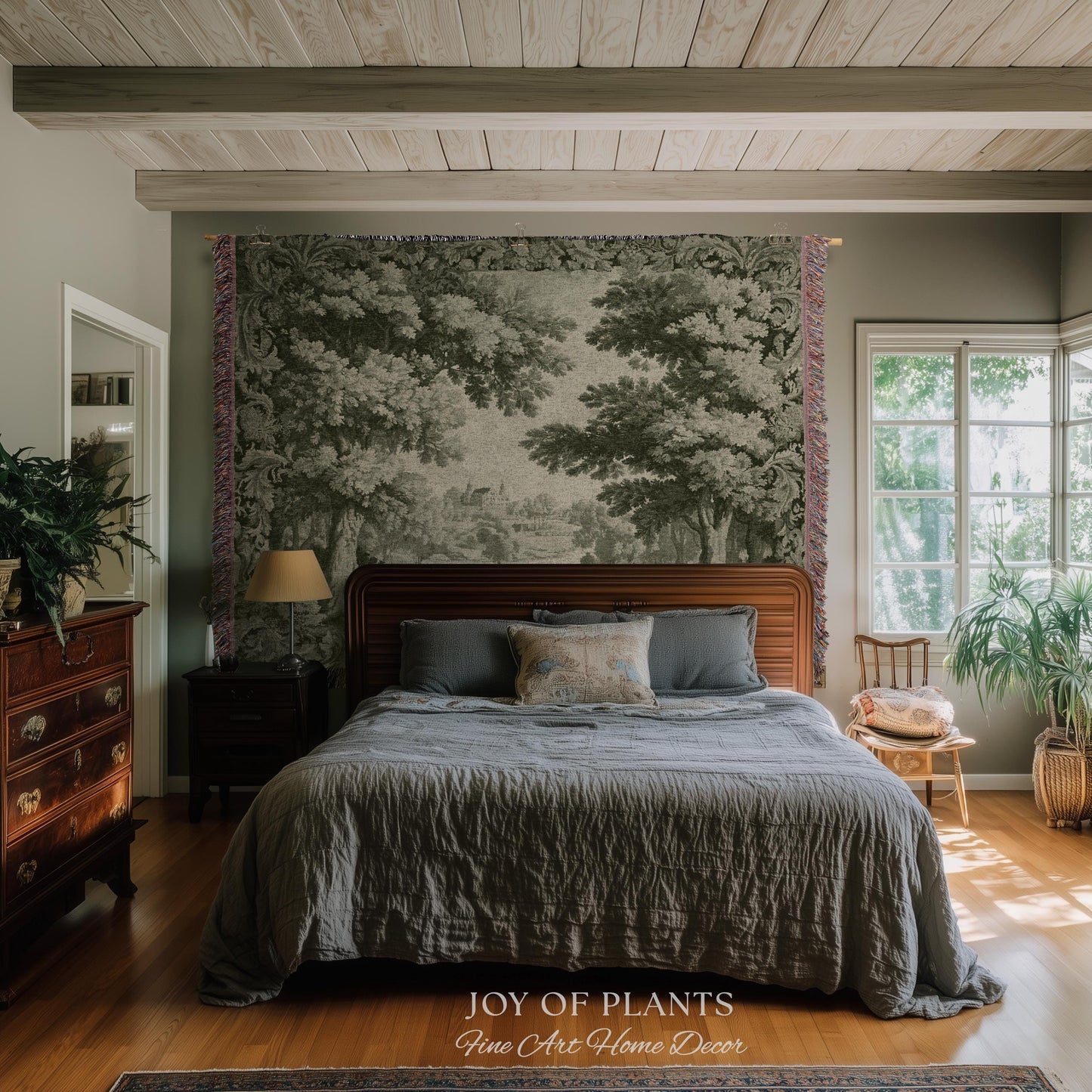 Country Clearing Aubusson Style Tapestry | European Manor Romantic Landscape Jacquard Woven Wall Textile Verdure Soft Pastoral Traditional