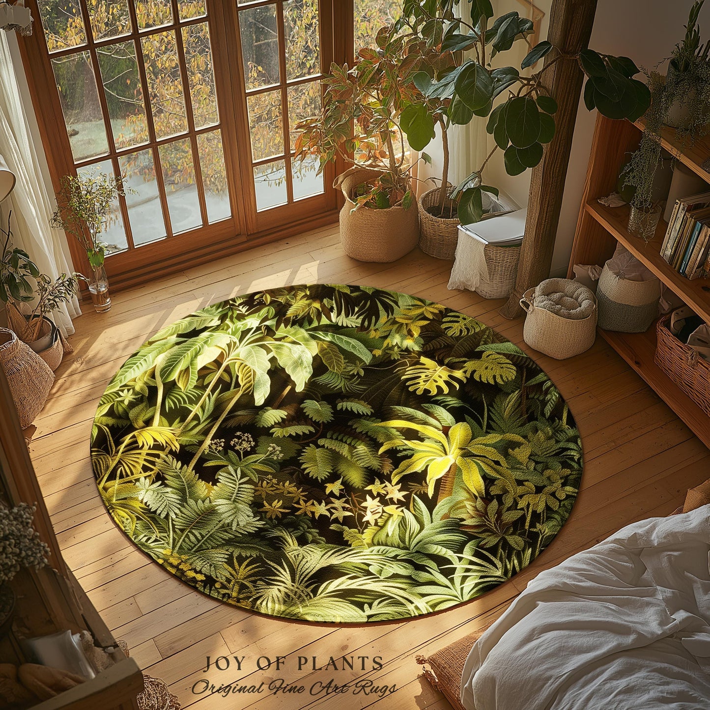 Moody Botanical Jungle Leaves Rug | Eclectic Green Maximalist Bedroom Decor Whimsigoth Vintage Botanical Nature Living Room Forest Theme |