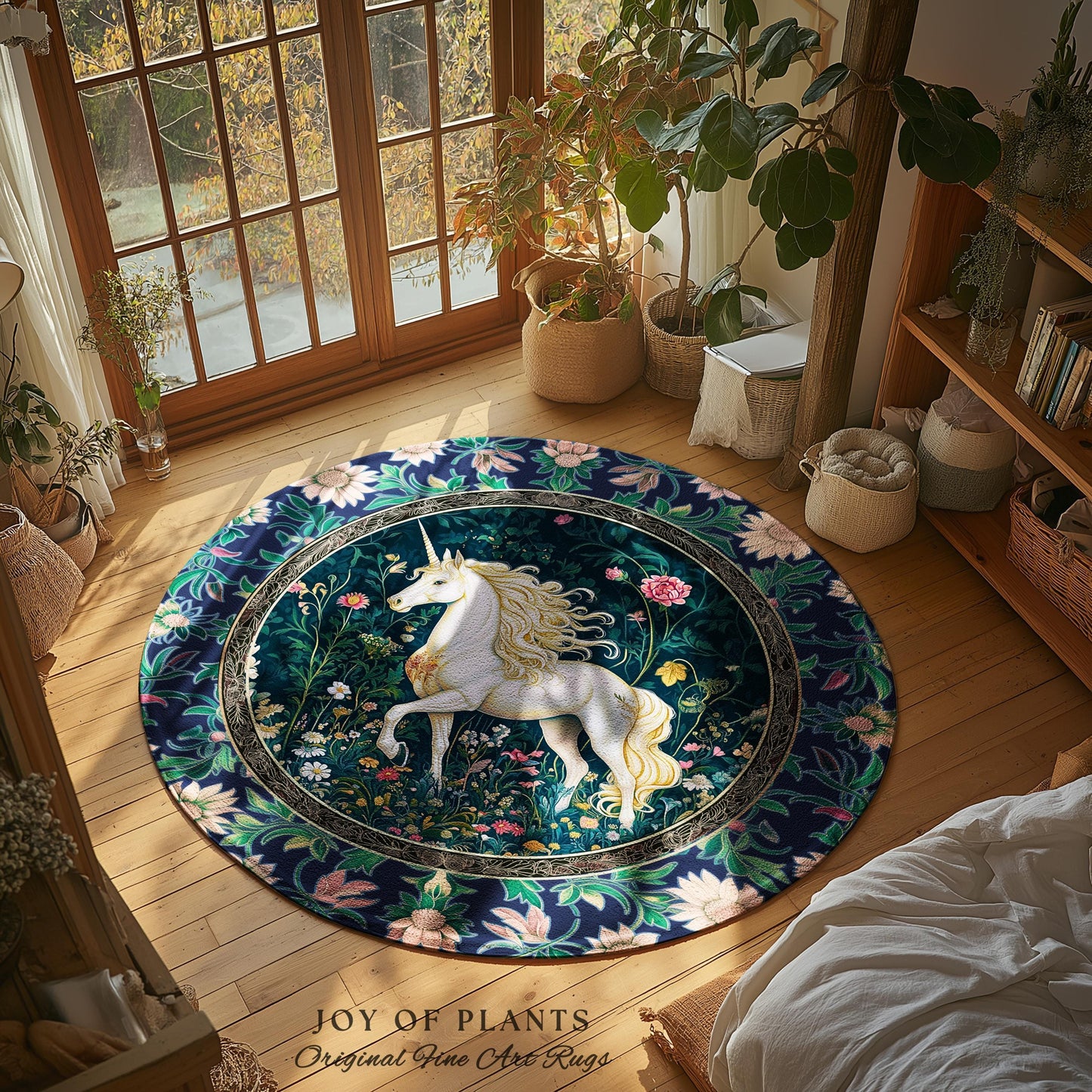 Storybook Elegance Magical Accent Rug | Unicorn Area Rug Dark Fairytale Gothic Maximalist Colorful Whimsical Victorian Fairycore Area Rug |