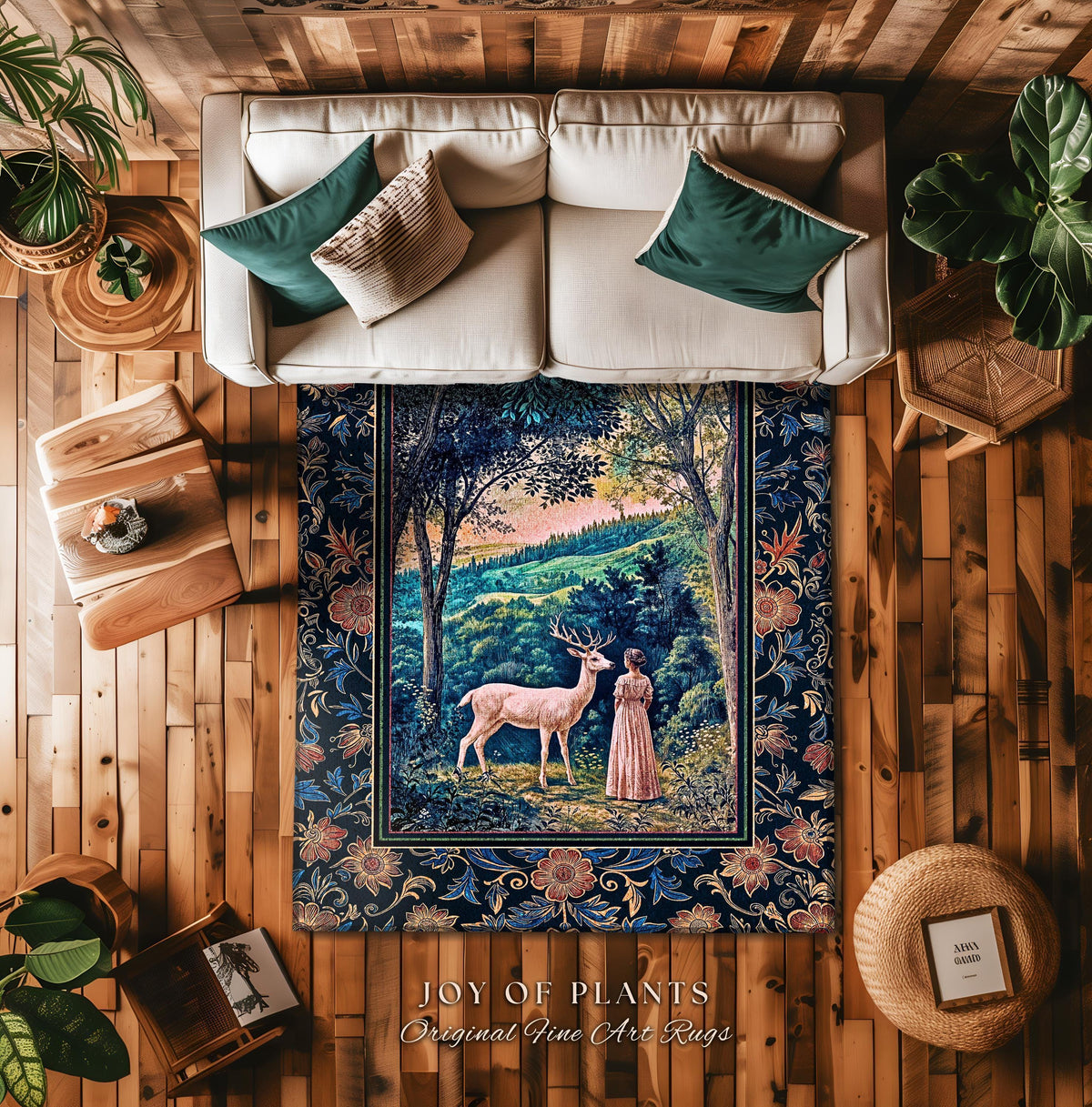Romantic Landscape Storybook Rug | Fantasy Aesthetic Mystic Area Rug Vintage Princess Bedroom Whimsical Coquette Maximalist Renaissance Art