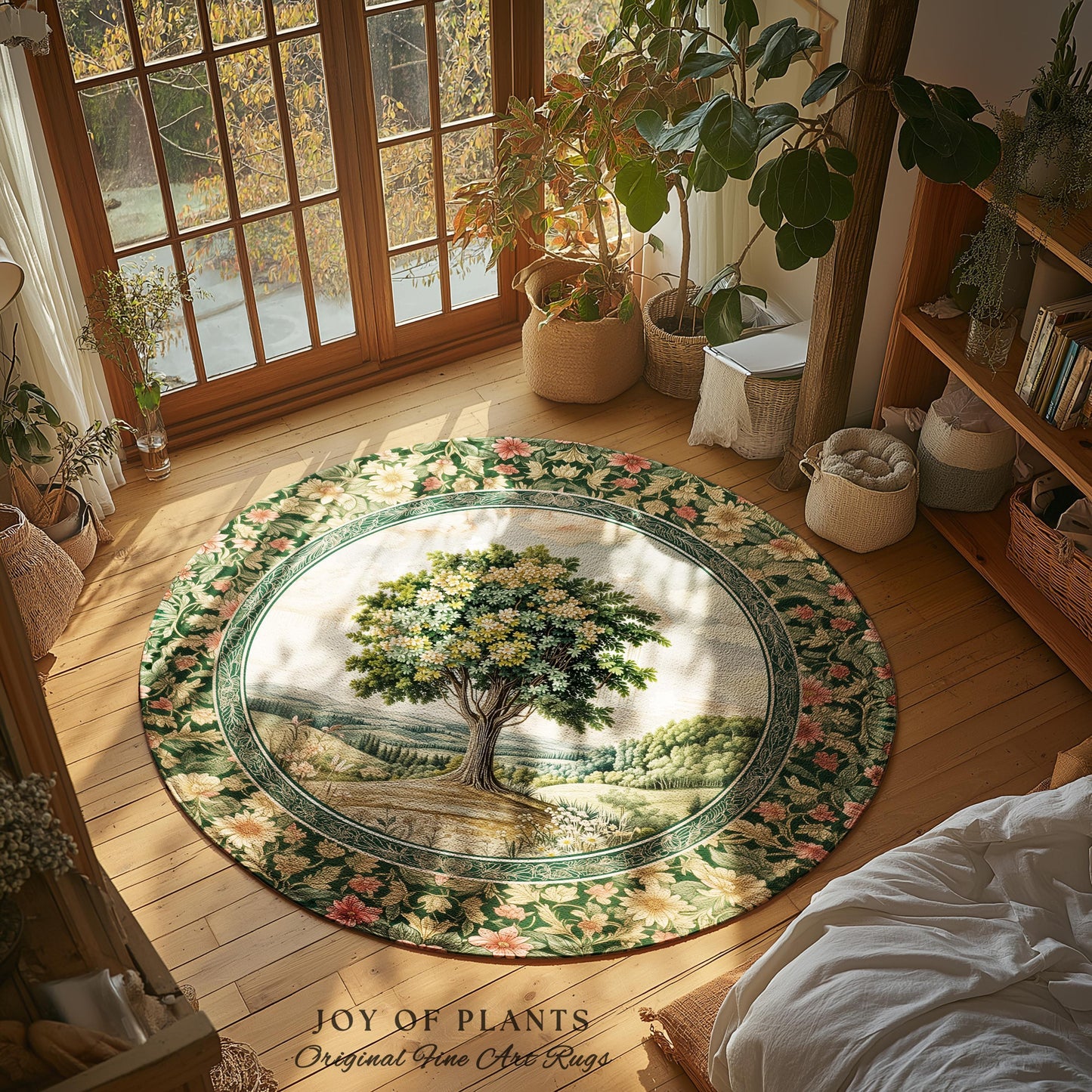 Chateau Garden Tree of Life Rug | French Provincial Landscape Antique Floral Accent Romantic Aesthetic Victorian Home Decor Ornate Style
