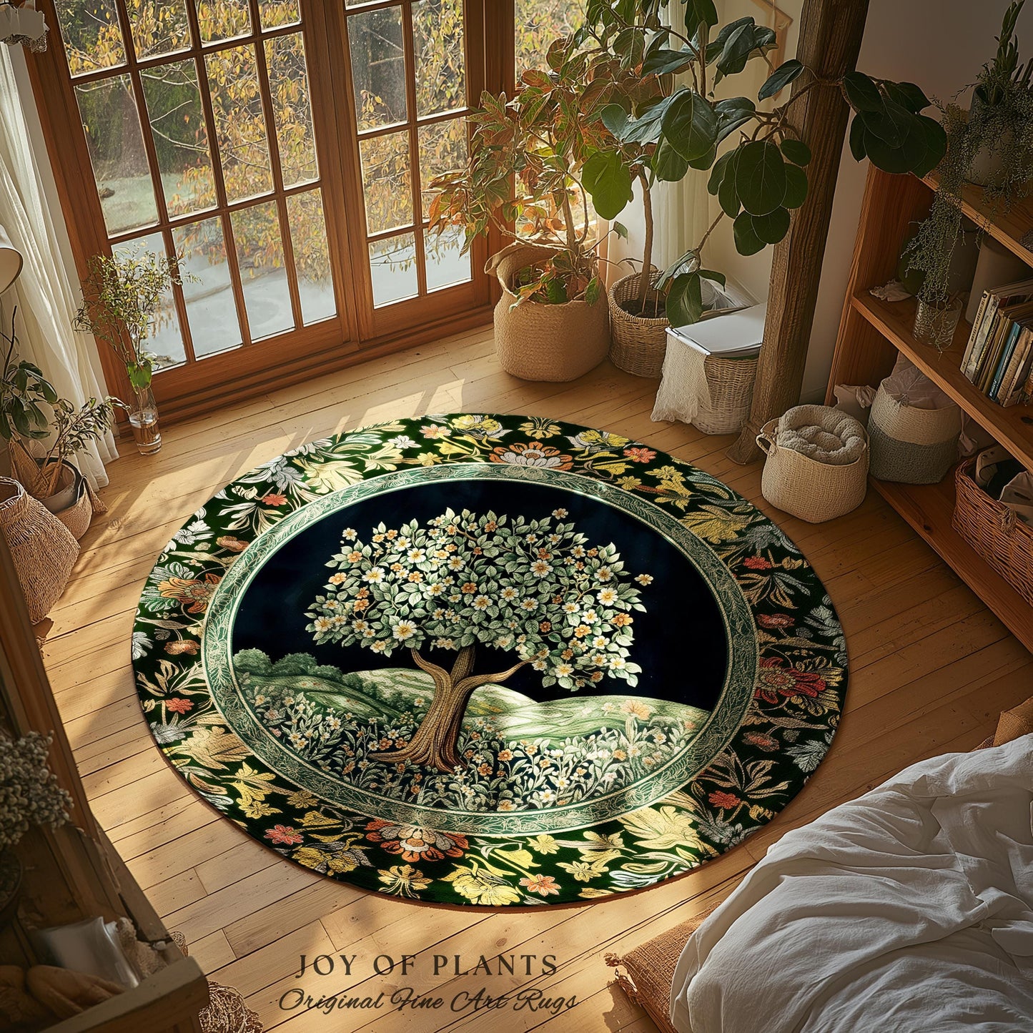Rustic Fairytale Tree Accent Rug | Cozy Enchanted Nature Romantic Forest Ethereal Vintage Floral Woodland Storybook Dreamy Whimsical Magic