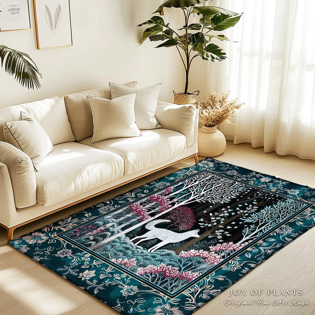 Storybook Folklore Boho Woven Wall Tapestry | Pastel Aesthetic Playful Nursery Wall Art Whimsical Botanical Nursery Scandinavian Folklore |