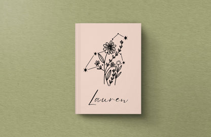 Celestial Birth Month Flower | Personalized Journal For Women | Celestial Wedding | Bridesmaid Gift Ideas | Aesthetic Journal Custom Gift |