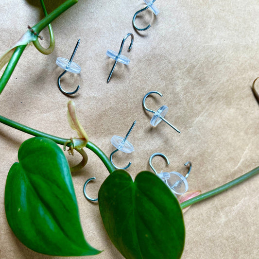 15 Count Hooked Push Pins for Vining Plants| Hook Pins for Vine House Plants | Wall Decor Houseplant Plant Decor | Vine Clips for Plants