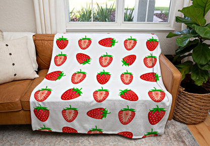 Personalized Strawberry Blanket | Personalized Blanket | Cottagecore Decor Custom Throw Blanket | Custom Strawberry Gift | Strawberry Decor