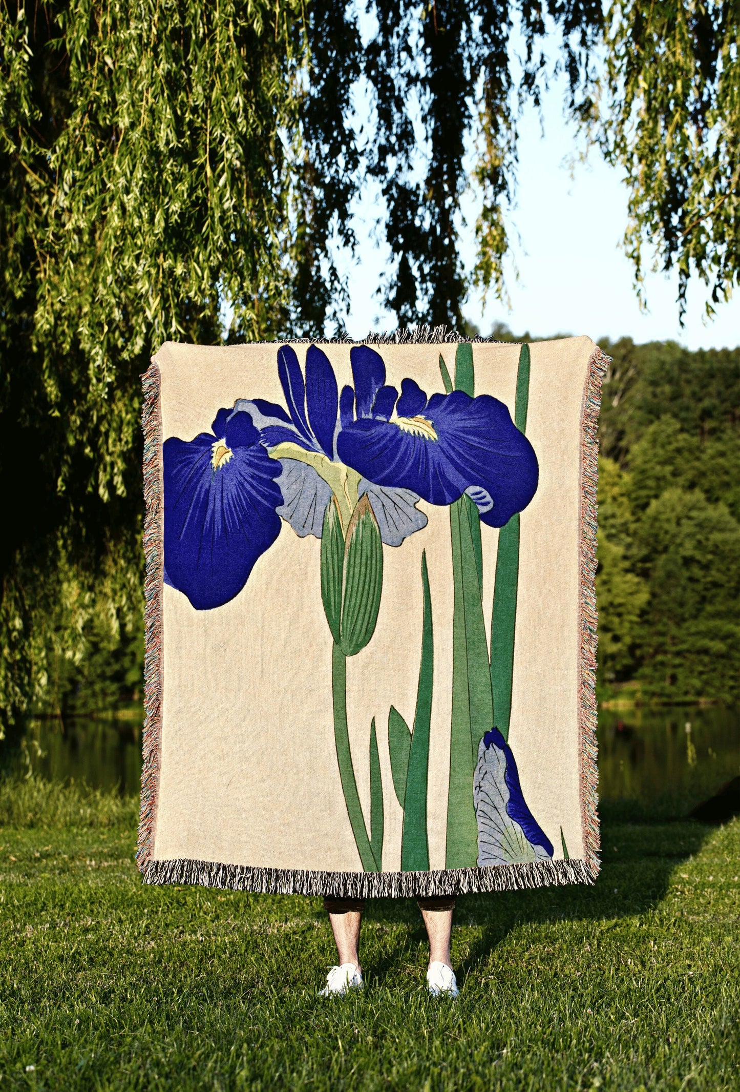 Iris Art Floral Tapestry Japanese Art Wall Decor Woven Throw Blanket Japanese Tapestry Floral Throw Blanket Woven Tapestry Woven Blanket