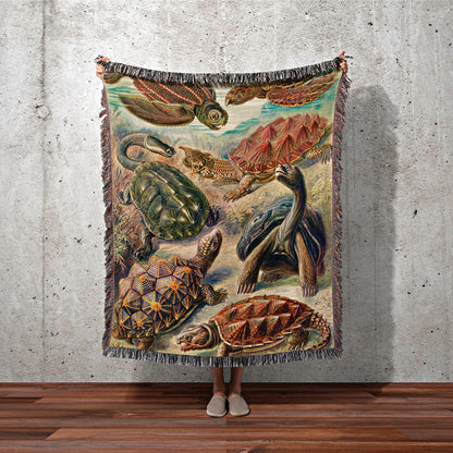 Ernst Haeckel Nautical Tapestry | Sea Turtle Fabric Woven Tapestry Blanket | Vintage Nautical Decor Woven Throw Blanket | Ernst Haeckel Art