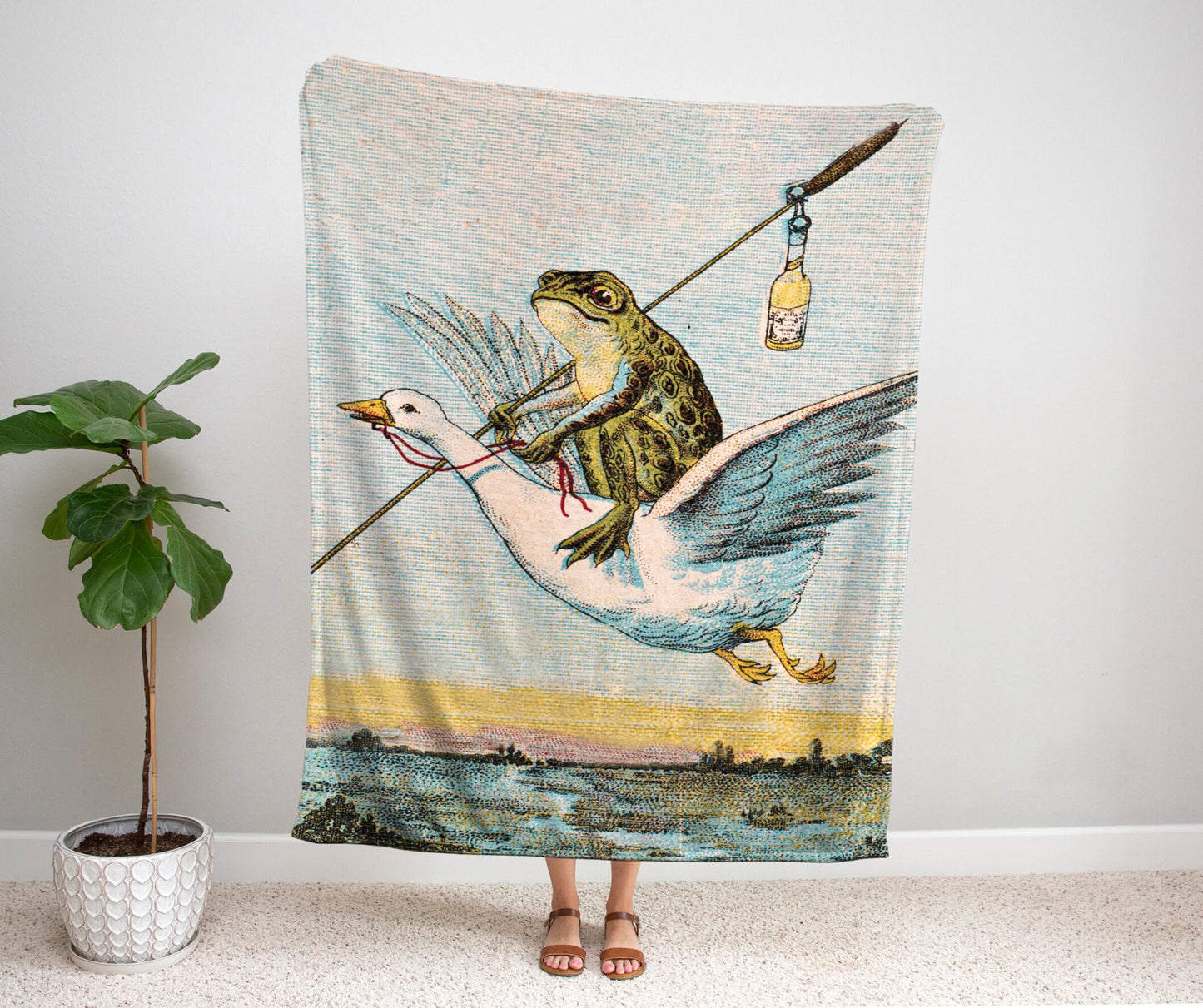 Vintage Toad Blanket | Frog Tapestry Woven | Art Blanket Woven | Frog Aesthetic Tapestry Cottagecore Decor | Fairycore Decor Woven Tapestry