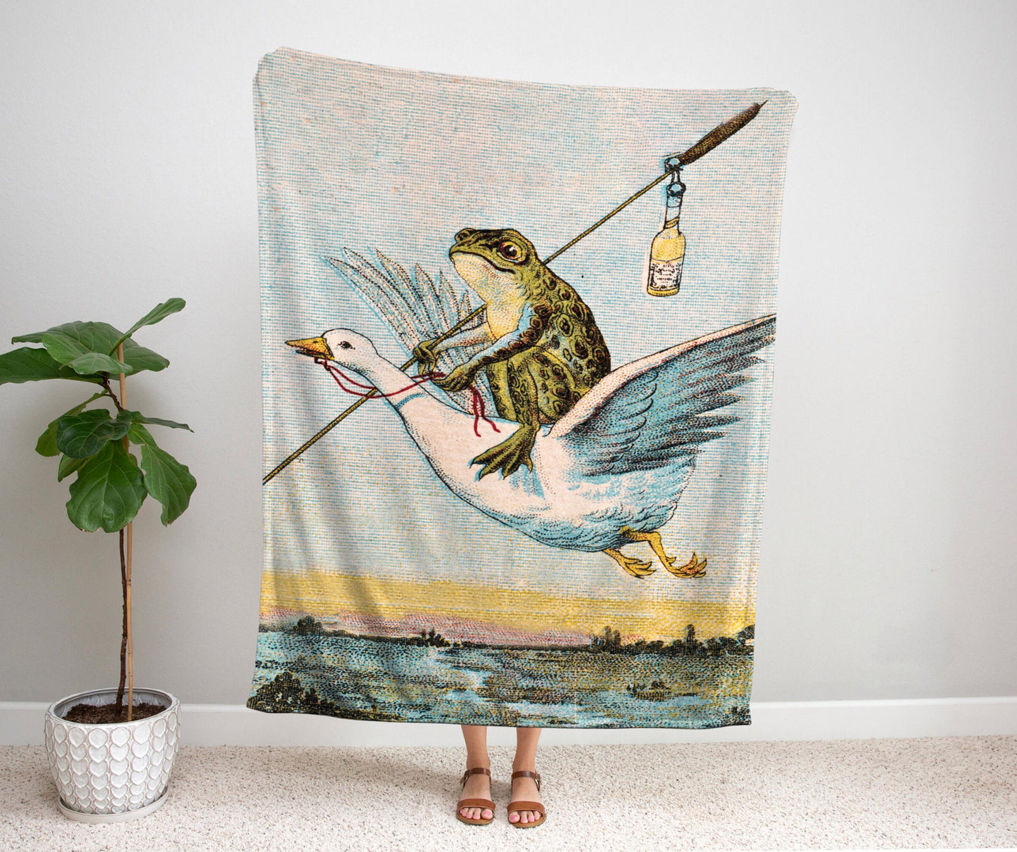 Vintage Toad Woven Throw Blanket Frog Tapestry Woven Art Blanket Whimsgothic Aesthetic Cottagecore Decor Fairycore Decor Woven Tapestry