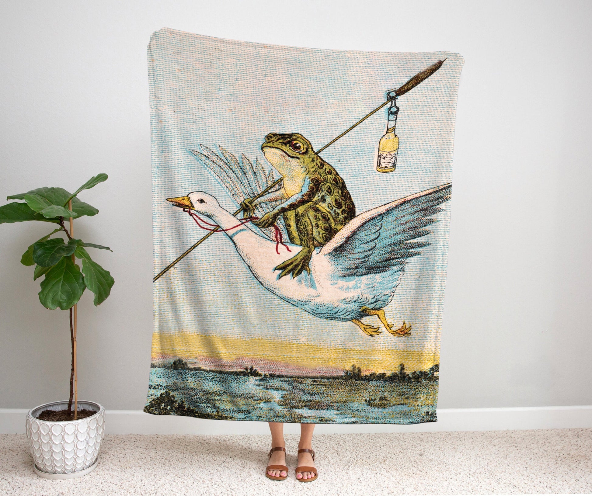 Vintage Toad Woven Throw Blanket Frog Tapestry Woven Art Blanket Whimsgothic Aesthetic Cottagecore Decor Fairycore Decor Woven Tapestry