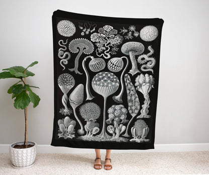 Vintage Botanical Mushroom Blanket Woven Tapestry | Aesthetic Mushroom Blanket Woven Tapestry | Woodland Mushroom Woven Blanket Vintage |