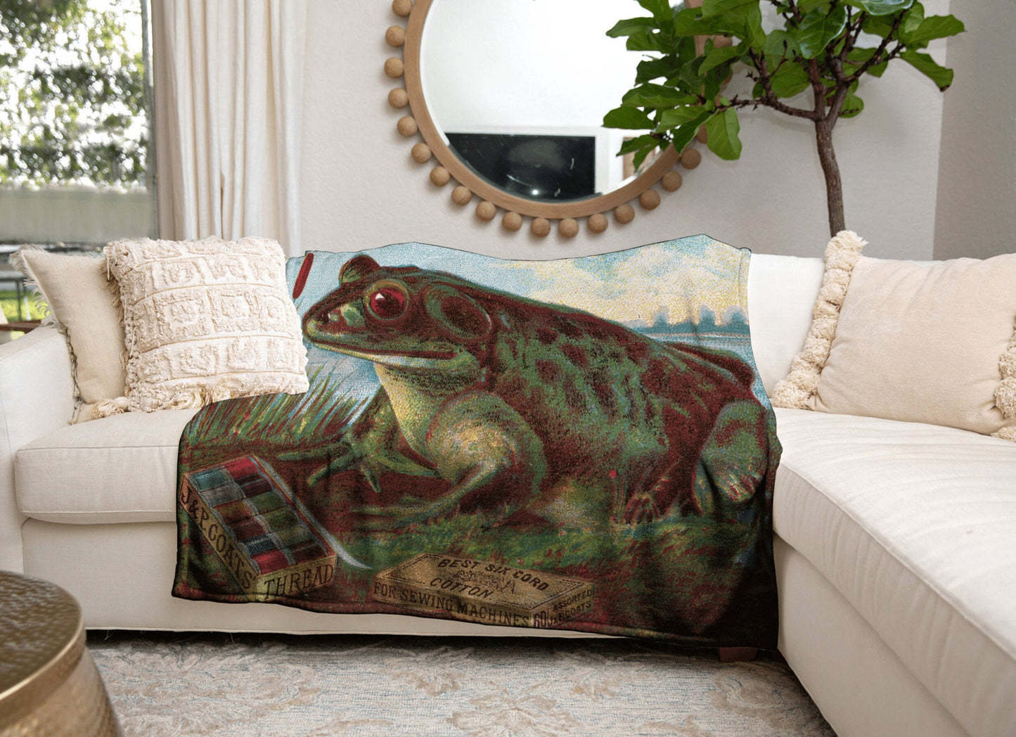 Vintage Toad Blanket Woven | Frog Tapestry Woven | Couch Blanket Woven | Aesthetic Tapestry Cottagecore Decor | Frog and Toad Woven Tapestry