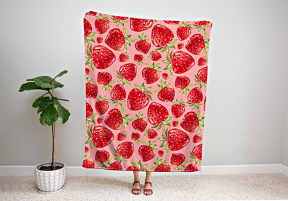 Berry Pink Custom Blanket | Personalized Blanket | Cottagecore Decor Custom Throw Blanket | Custom Strawberry Gift | Boho Strawberry Decor |