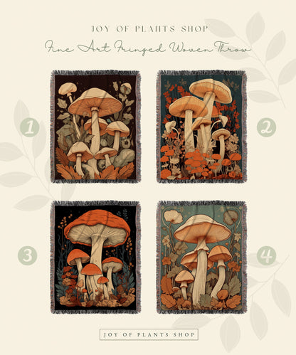 Art Deco Mushroom Art Woodland Decor | 70s Mushroom Tapestry Woven | Mushroom Throw Blanket Toadstool Aesthetic | Mushroom Woodland Vintage