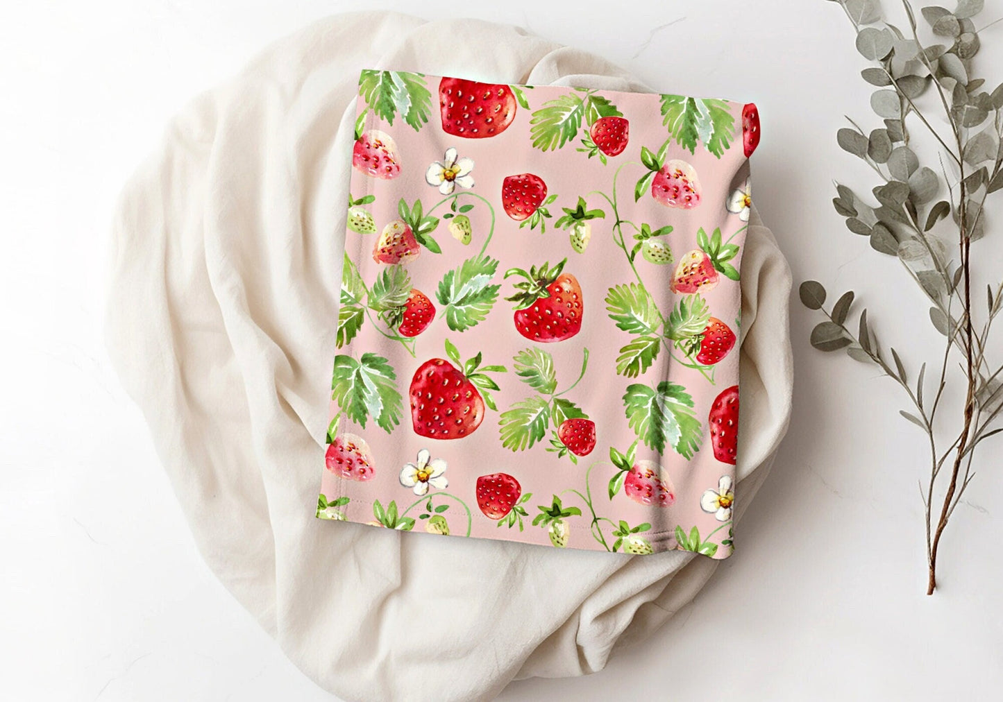 Strawberry Picnic Blanket | Personalized Blanket | Cottagecore Decor Custom Throw Blanket | Custom Strawberry Gift | Boho Strawberry Decor |