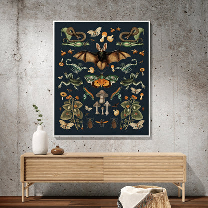 Bat Blanket Woven | Woodland Whimsigoth Room Decor Tapestry Woven | Dark Cottagecore Spooky Goth Woodland Collage | Gothic Tapestry Woven |