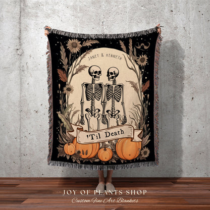 Spooky Wedding Personalized Blanket Woven | Gothic Wedding Custom Blanket Woven | Spooky Decor Personalized Wedding Gift | Halloween Wedding