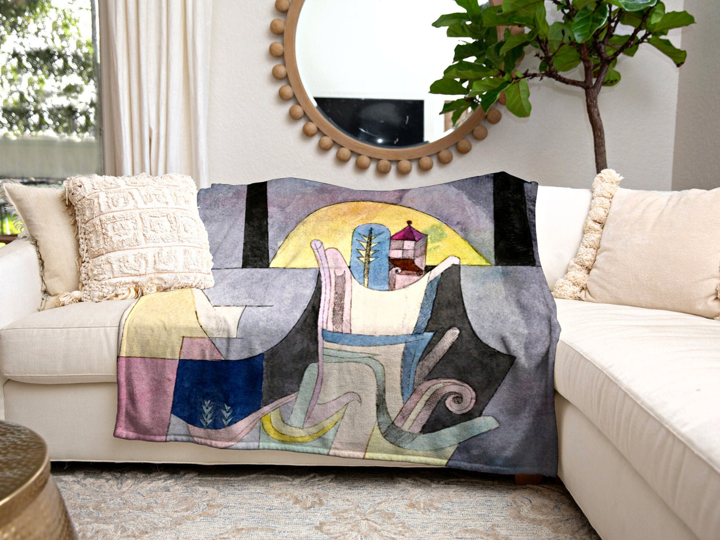 Paul Klee Tapestry Modern Decor | Geometric Art Throw Blanket | Dack Academia Woven Tapestry | Bauhaus Wall Art | Modern Art Custom Blanket