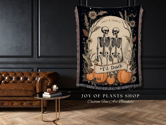 Spooky Wedding Personalized Blanket Woven | Gothic Wedding Custom Blanket Woven | Spooky Decor Personalized Wedding Gift | Halloween Wedding