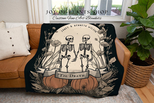 Til Death Do Us Part Personalized Tapestry | Gothic Wedding Custom Blanket Woven | Spooky Wedding Gift Personalized | Boho Halloween Wedding