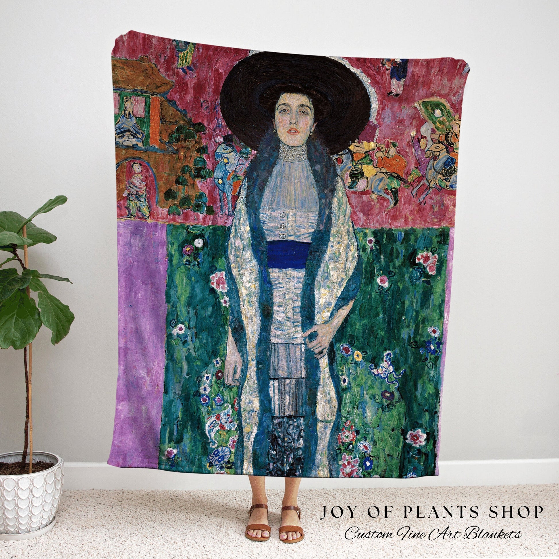 Fine Art Painting Tapestry Klimt | Gustav Klimt Print Woven Throw Blanket | Gustav Klimt 'Adele Bloch-Bauer II' Painting Woven Blanket Art |