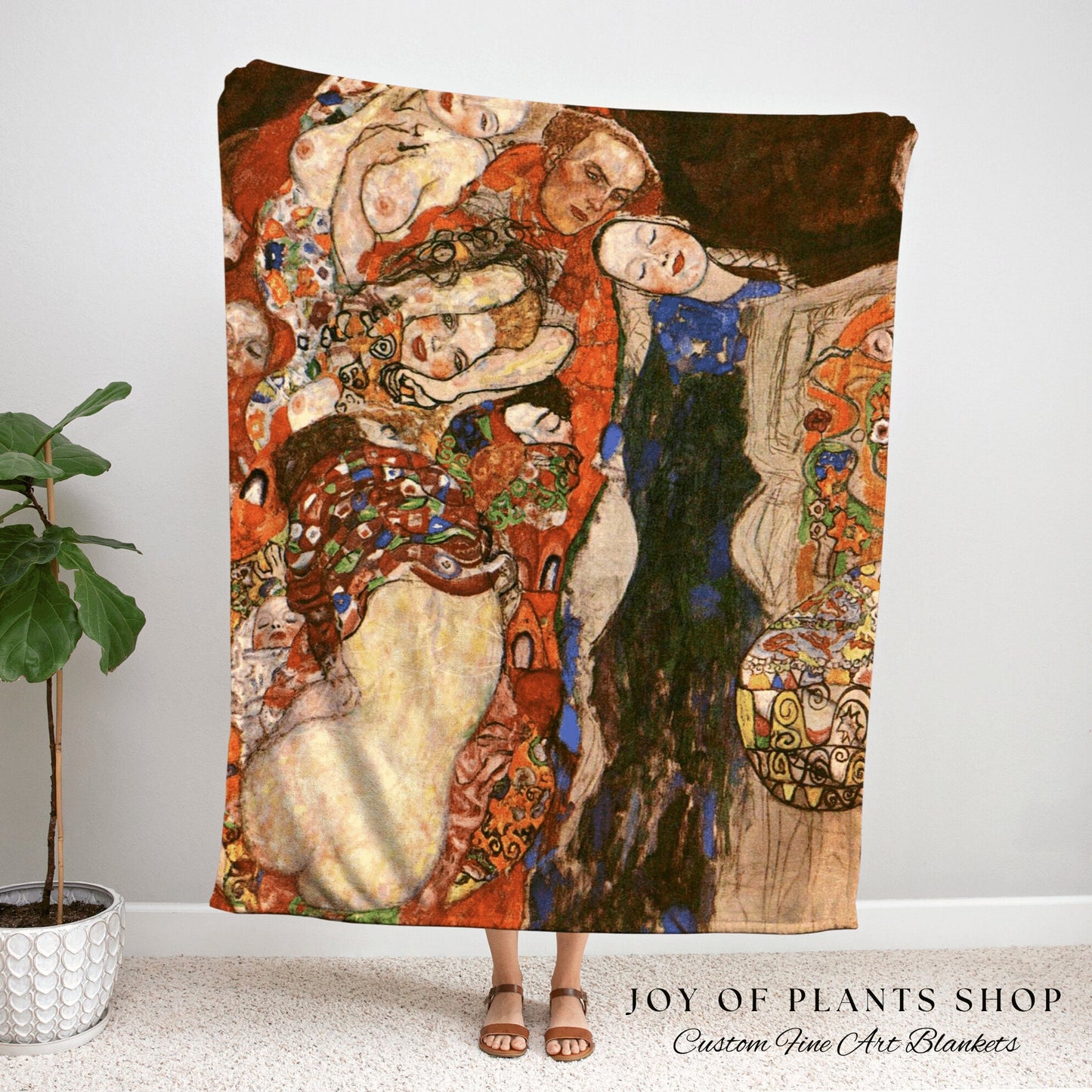 Gustav Klimt 'The Bride' Painting Woven Blanket Fine Art | Gustav Klimt Wall Art Tapestry Blanket Woven | Maximalist Home Decor Eclectic Art