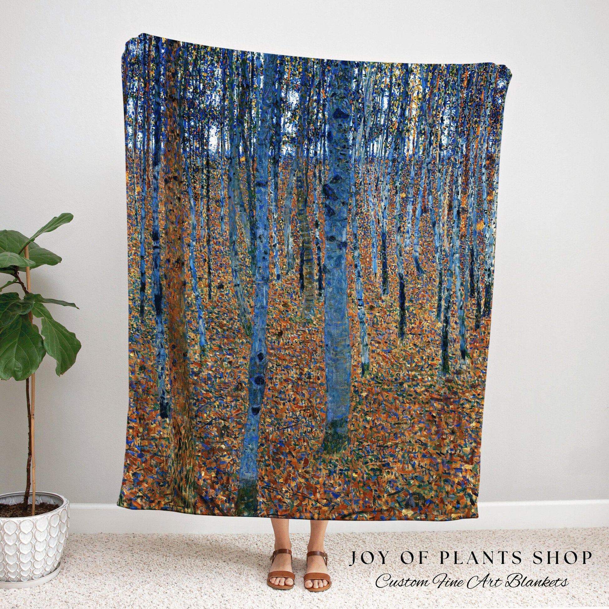 Woodland Tapestry Blanket Fine Art Painting 'Beech Grove' | Gustav Klimt Wall Art Painting Fine Art Blanket Woven Tapestry Famous Artwork |