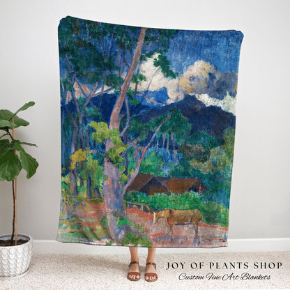 Landscape With a Horse Blanket Woven Tapestry Wall Hanging | Paul Gauguin Artwork Blanket French Tapestry Woven Landscape Art History Decor