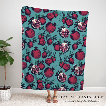 Colorful Throw Blanket Pomegranate Tapestry | Pop Art Wall Art Pomrgranate Decor | Throw Blanket Pomegranate Tapestry Vintage Pomegranate |