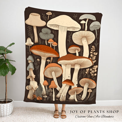 70s Aesthetic Mushroom Tapestry Cottagecore Decor | Mushroom Woven Throw Blanket Cottagecore Tapestry | Cottagecore Mushroom Vintage Blanket