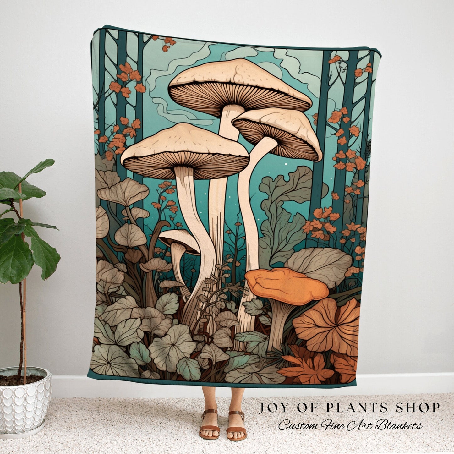 Mushroom Blanket Whimsical Decor Cottagecore Tapestry | Mushroom Decor Nature Tapestry Woven Throw Blanket | Forest Tapestry Mushroom Gift