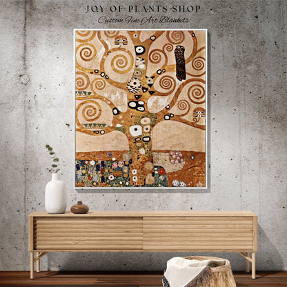 Tree of Life Painting Woven Blanket Fine Art | Gustav Klimt Wall Art Tapestry Blanket Woven | Maximalist Home Decor Eclectic Tapestry Famous