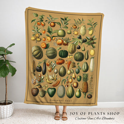 Mustard Yellow Throw Blanket Vintage | Fall Aesthetic Botanical Illustrations | Custom Blanket Cottagecore Decor Vintage Garden Aesthetic |