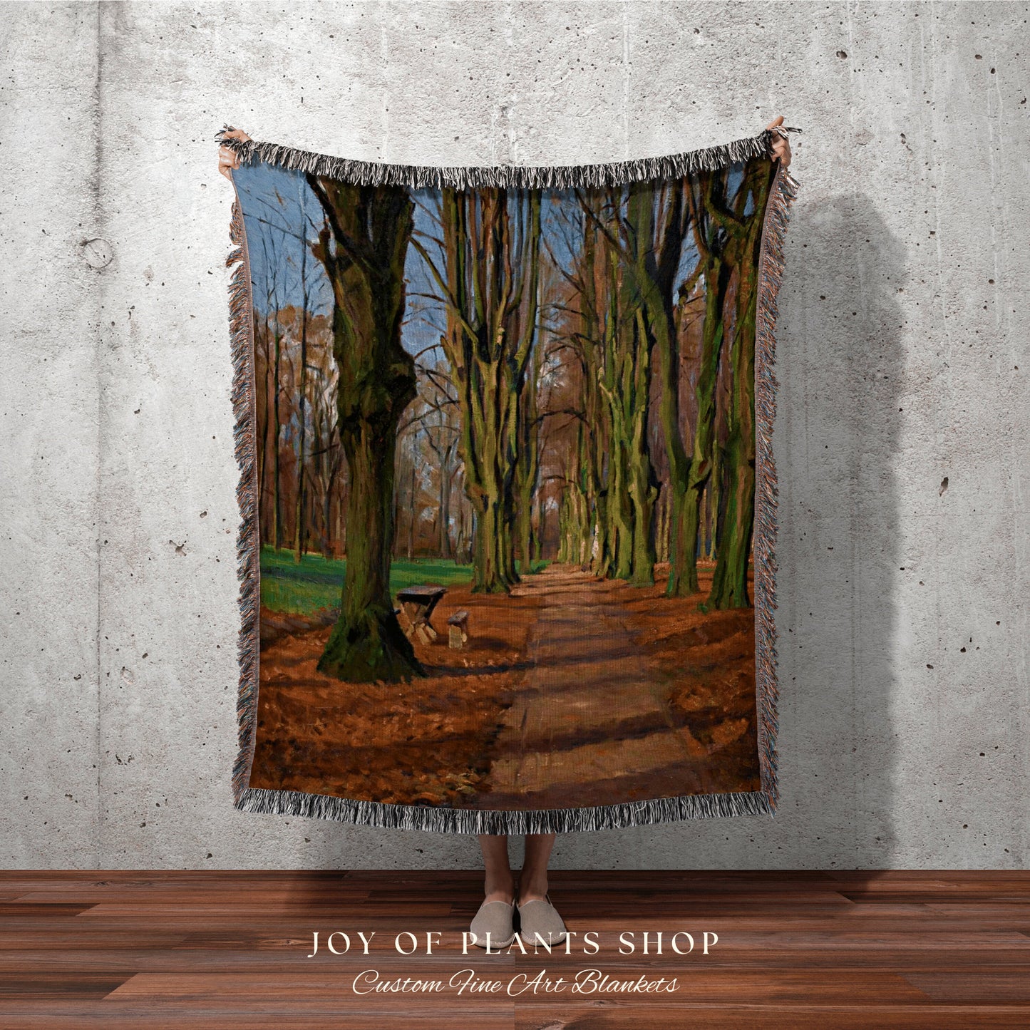 Dark Woodland Gothic Tapestry Blanket Fine Art Painting 'An Avenue in Søndermarken' | Danish Art Painting Fine Art Blanket Forest Tapestry |