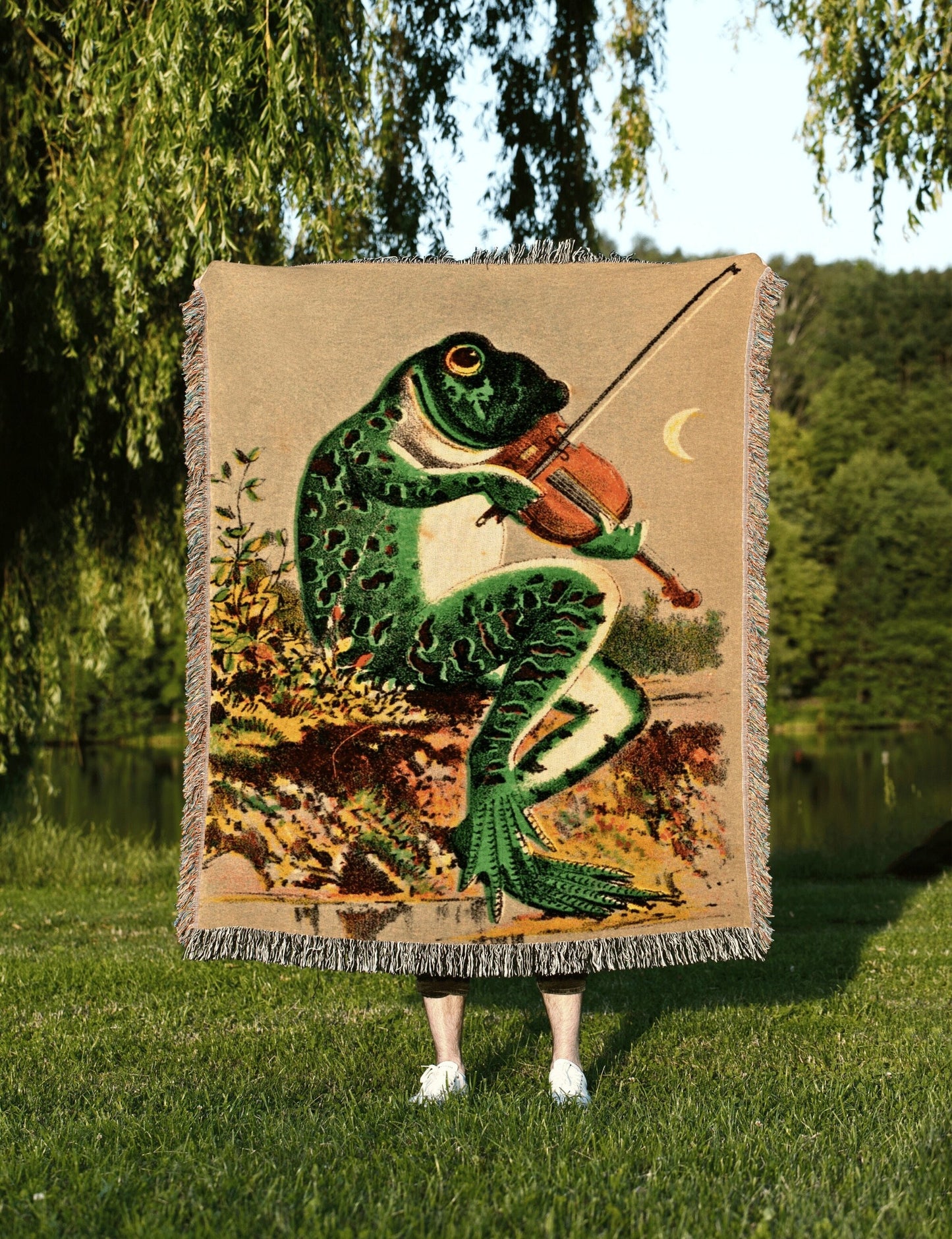 Vintage Toad Tapestry | Funny Tapestry Woven | Art Blanket Woven | Frog Aesthetic Tapestry Cottagecore Decor | Frog and Toad Woven Tapestry