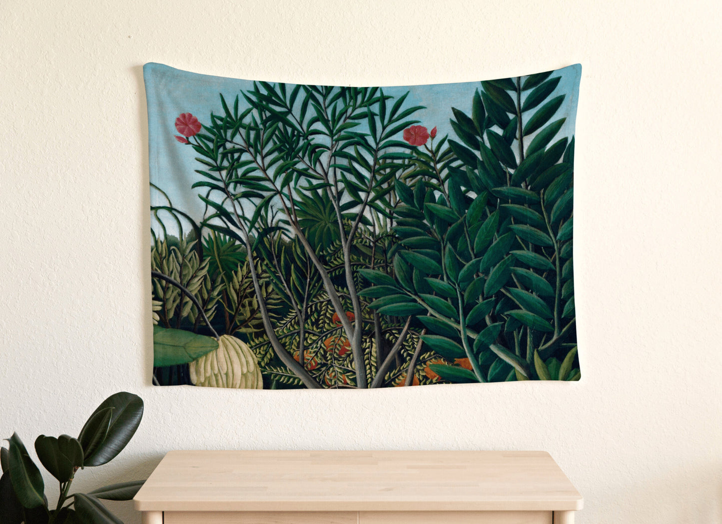 Botanical Woven Tapestry Vintage | Foliage Tapestry Tropical Decor Blanket Woven | Plant Decor Vintage Tropical Tapestry | Vintage Plant Art