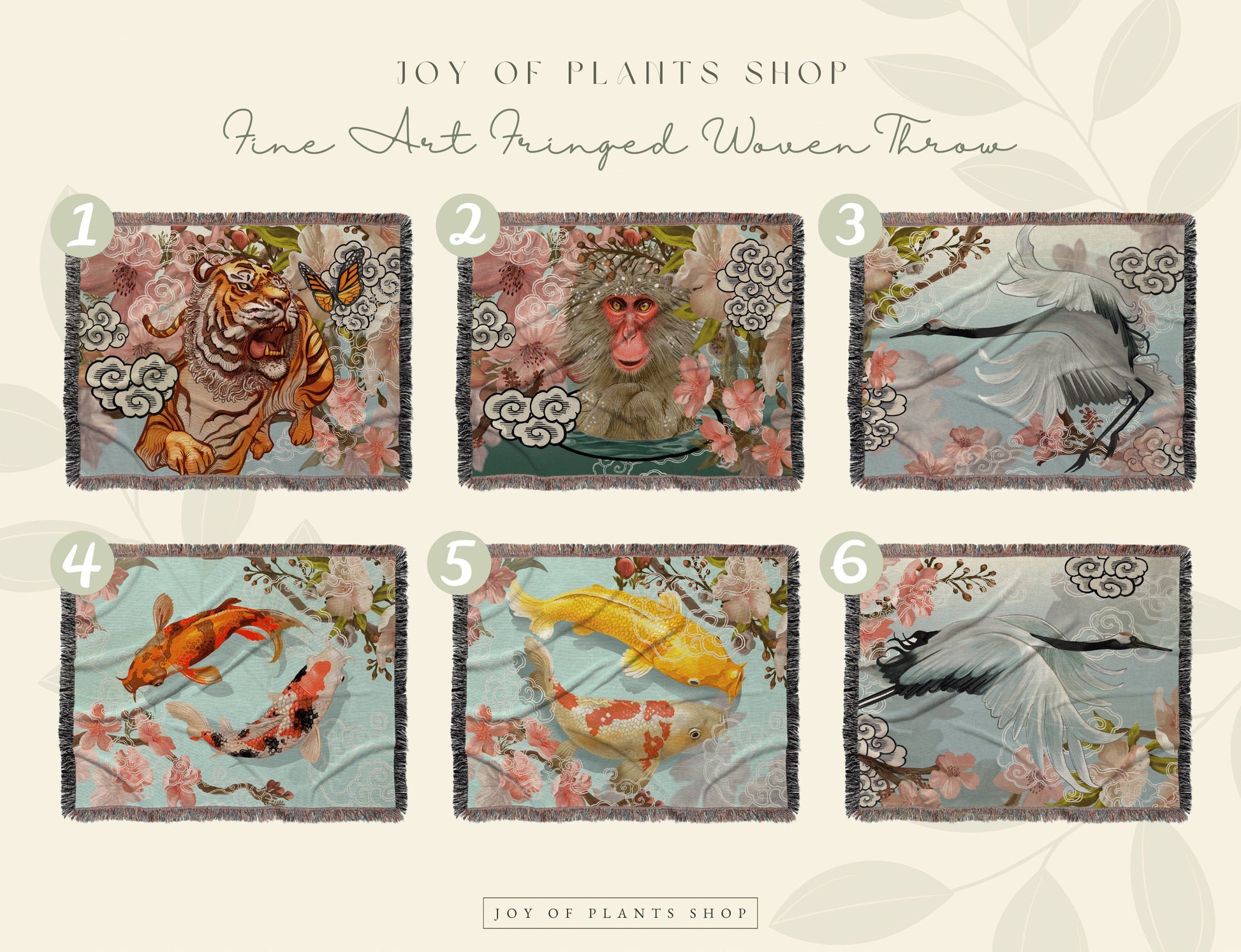 Koi Fish Blanket Woven Tapestry | Vintage Japanese Art Tapestry | Japanese Koi Fish Art Blanket | Art Print Woven Blanket Japanese Decor |