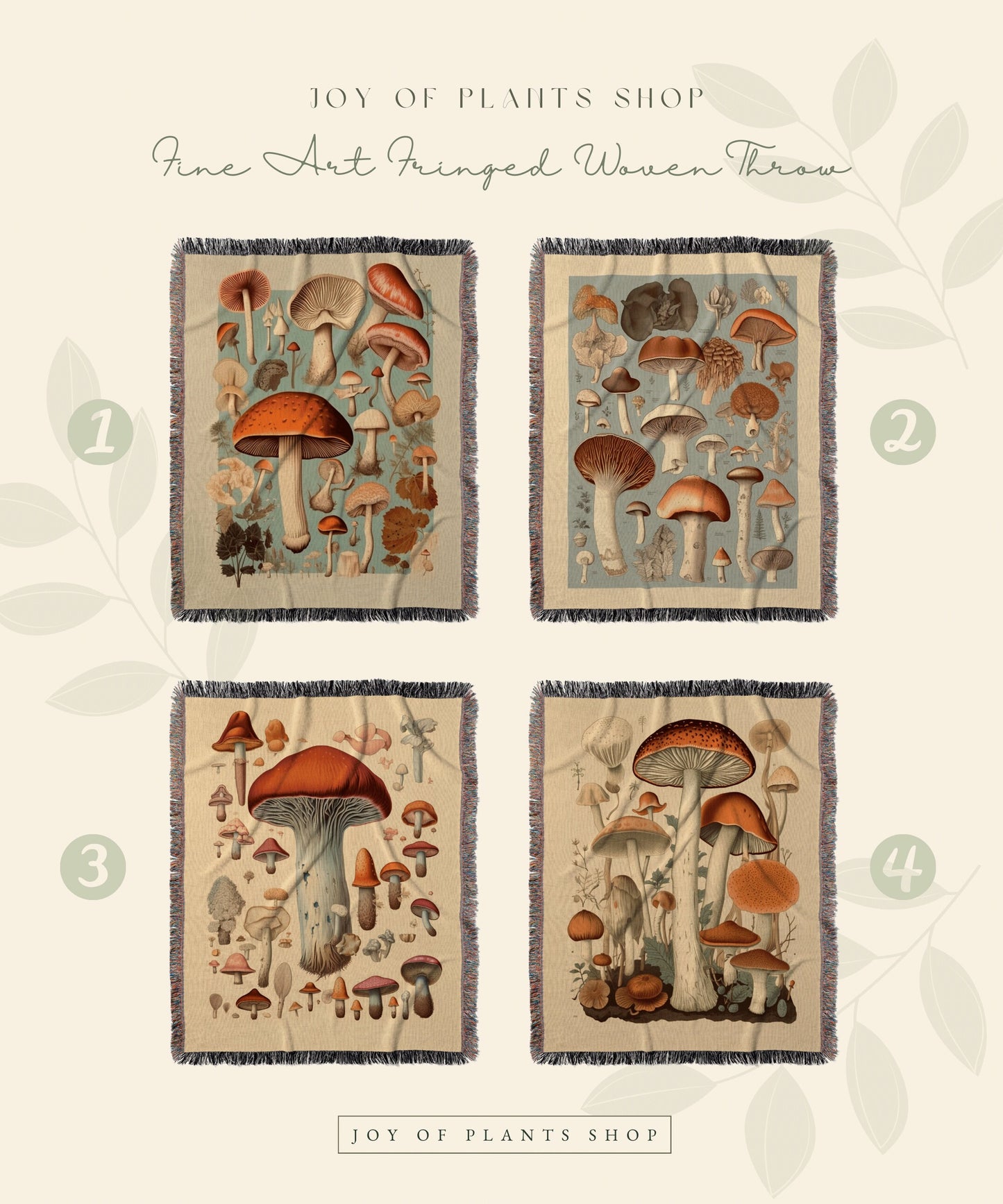 Vintage Mushroom Tapestry | Mushroom Throw Blanket Toadstool Witch Aesthetic | Fairycore Mushroom Woodland Decor Blanket Woven Tapestry Art